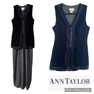 Vintage Ann Taylor Dressy Hoilday Black Velvet Vest Jumpsuit size 6